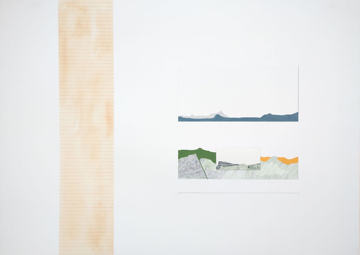Apontamentos Naturfatura #06, 2023, aguarela, acrílico e corte sobre papel, 110x152,5 cm.