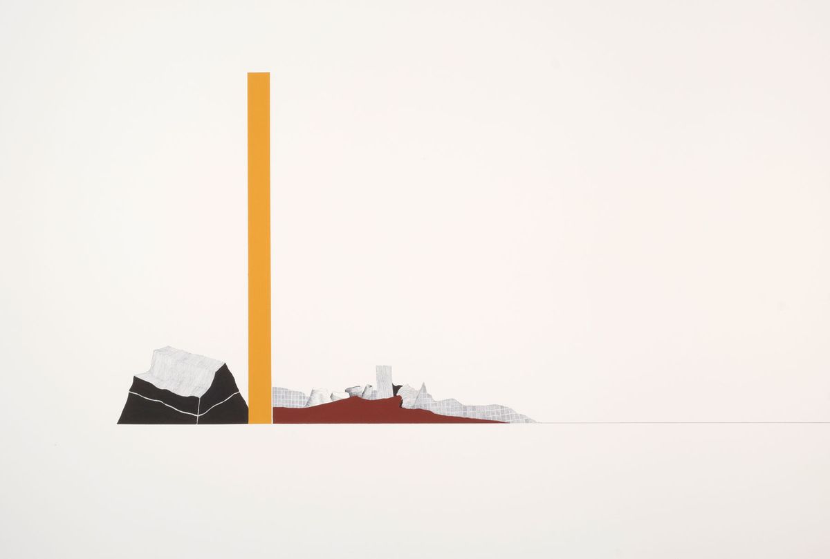 Apontamentos #6, 2017, tinta acrílica, aguarela e guache sobre papel, 76x110 cm.