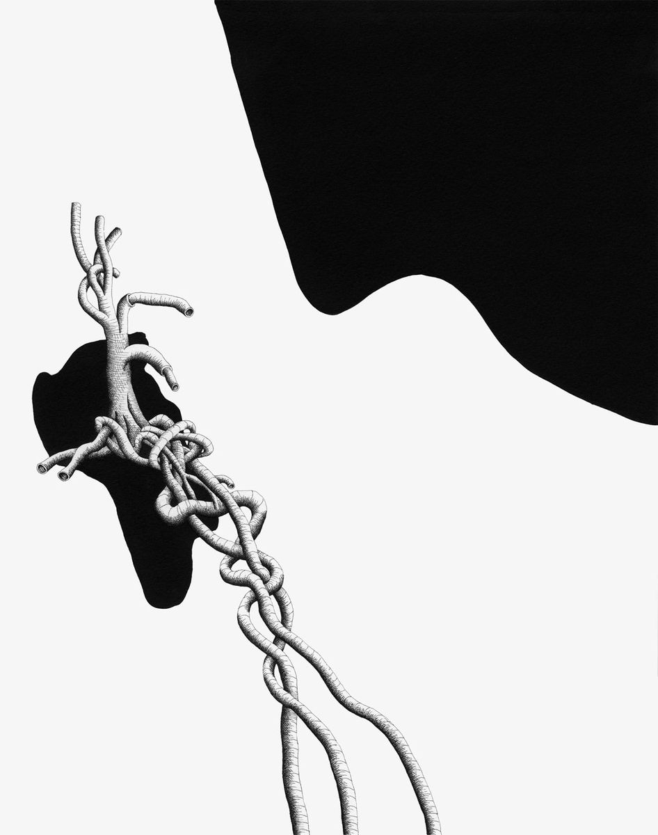 Thicket #75, 2007, tinta sobre papel, 36x28 cm.